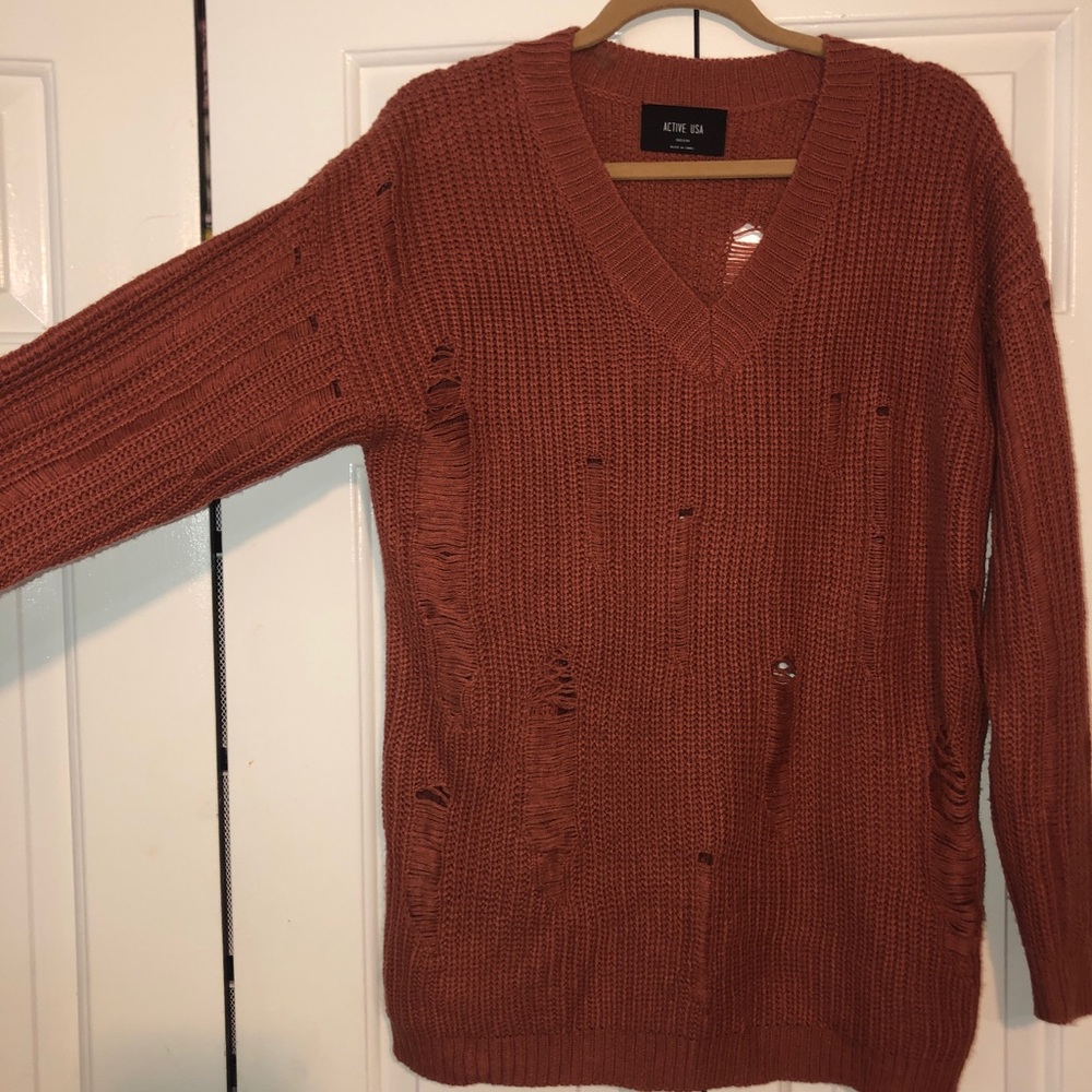 Active USA Burnt Orange Long Sleeves with rips